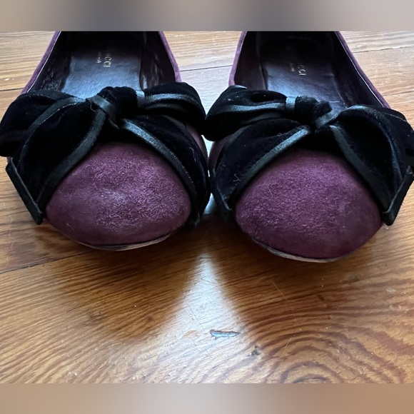 Authentic Gucci Viola Purple Suede Flats with Black Velvet Bow Size 38 - Picture 7 of 15